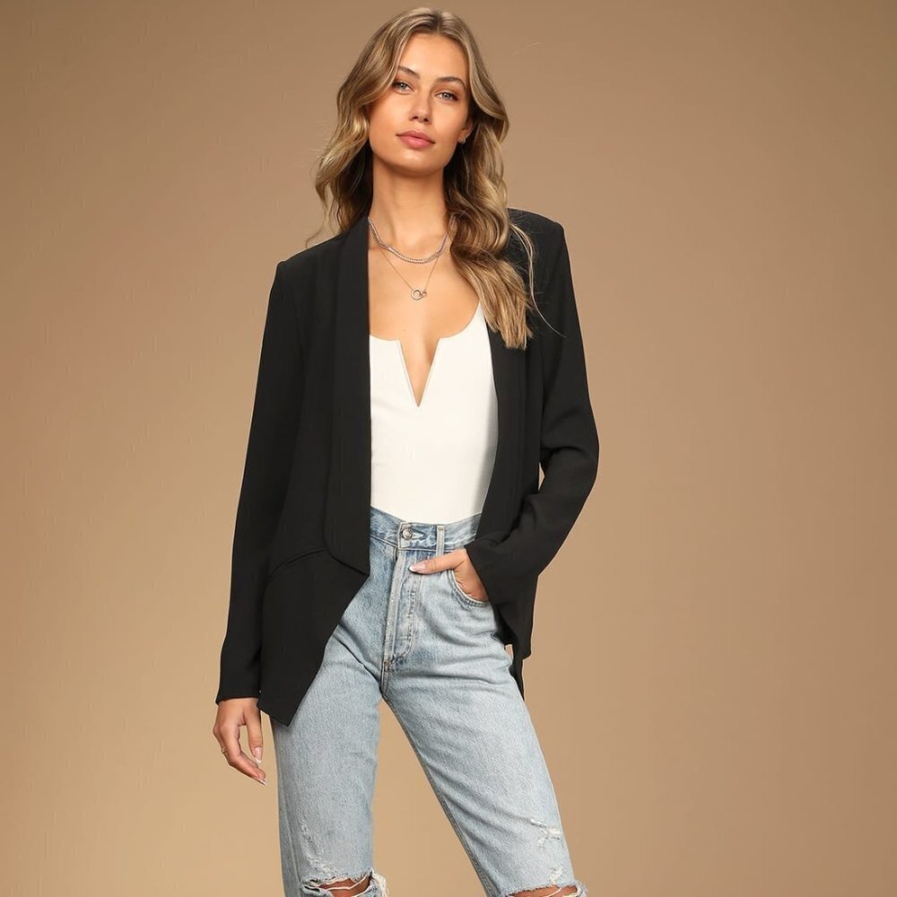 Lulus Miss Punctuality Black Lightweight Blazer - Picture 3 of 8
